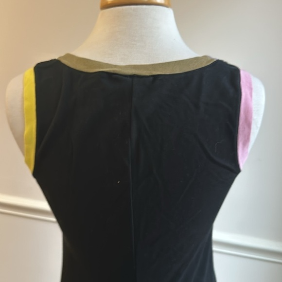 Lacoste Black Cotton Sleeveless Dress Multicolor Trim Size 38 Euro EUC - Picture 4 of 5